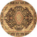 Round Persian Brown Traditional Rug, tr4497brn