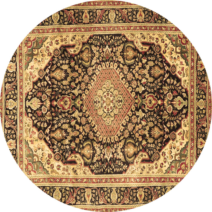 Round Machine Washable Persian Brown Traditional Rug, wshtr4497brn