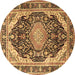 Round Machine Washable Persian Brown Traditional Rug, wshtr4497brn