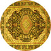 Round Persian Yellow Traditional Rug, tr4497yw