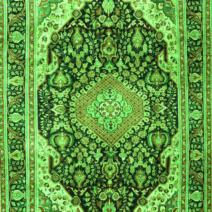 Serging Thickness of Machine Washable Persian Green Traditional Area Rugs, wshtr4497grn