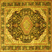 Square Machine Washable Persian Yellow Traditional Rug, wshtr4497yw