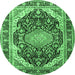 Round Persian Emerald Green Traditional Rug, tr4497emgrn