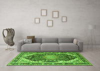 Machine Washable Persian Green Traditional Rug, wshtr4497grn