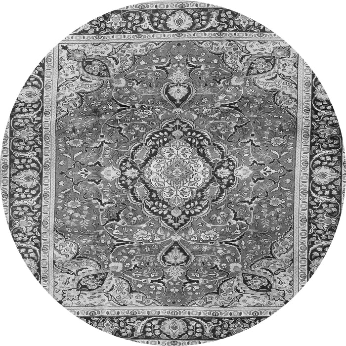 Machine Washable Medallion Gray Traditional Rug, wshtr4498gry