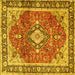 Square Medallion Yellow Traditional Rug, tr4498yw