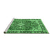 Sideview of Machine Washable Medallion Emerald Green Traditional Area Rugs, wshtr4498emgrn