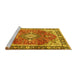 Sideview of Machine Washable Medallion Yellow Traditional Rug, wshtr4498yw