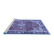 Sideview of Machine Washable Medallion Blue Traditional Rug, wshtr4498blu