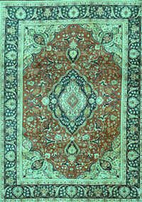 Medallion Turquoise Traditional Rug, tr4498turq