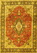 Machine Washable Medallion Yellow Traditional Rug, wshtr4498yw