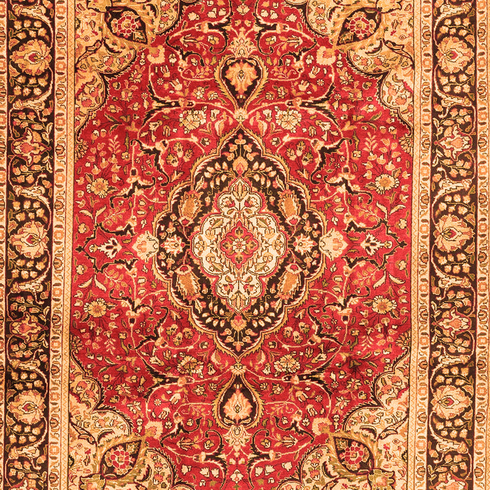 Serging Thickness of Machine Washable Medallion Orange Traditional Area Rugs, wshtr4498org