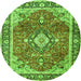 Machine Washable Medallion Green Traditional Area Rugs, wshtr4498grn