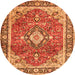 Square Medallion Orange Traditional Rug, tr4498org