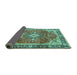 Sideview of Medallion Turquoise Traditional Rug, tr4498turq