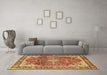 Machine Washable Medallion Brown Traditional Rug in a Living Room,, wshtr4498brn