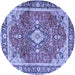 Round Medallion Blue Traditional Rug, tr4498blu