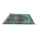 Sideview of Machine Washable Medallion Light Blue Traditional Rug, wshtr4498lblu