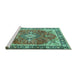 Sideview of Machine Washable Medallion Turquoise Traditional Area Rugs, wshtr4498turq