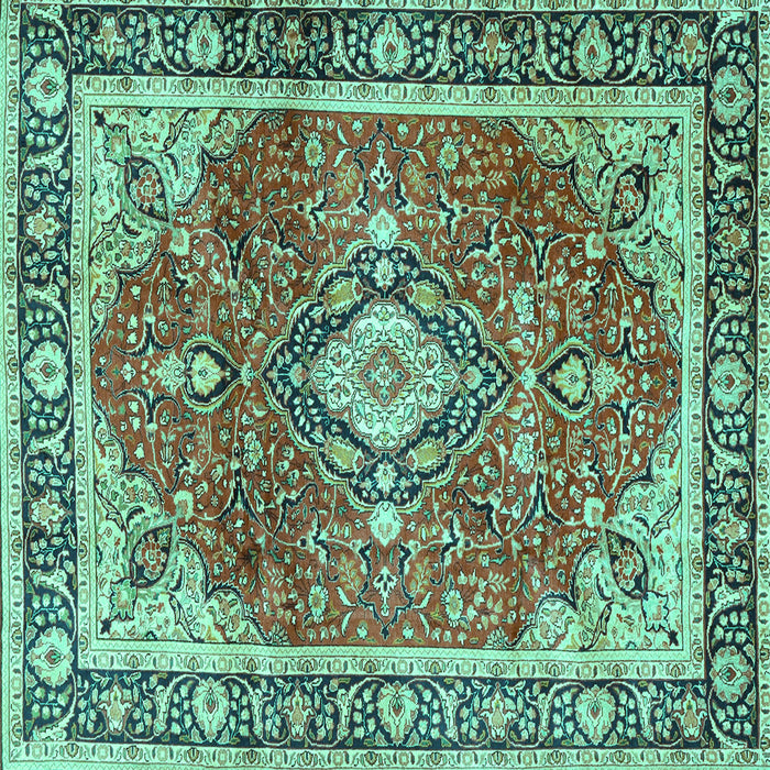 Square Medallion Turquoise Traditional Rug, tr4498turq