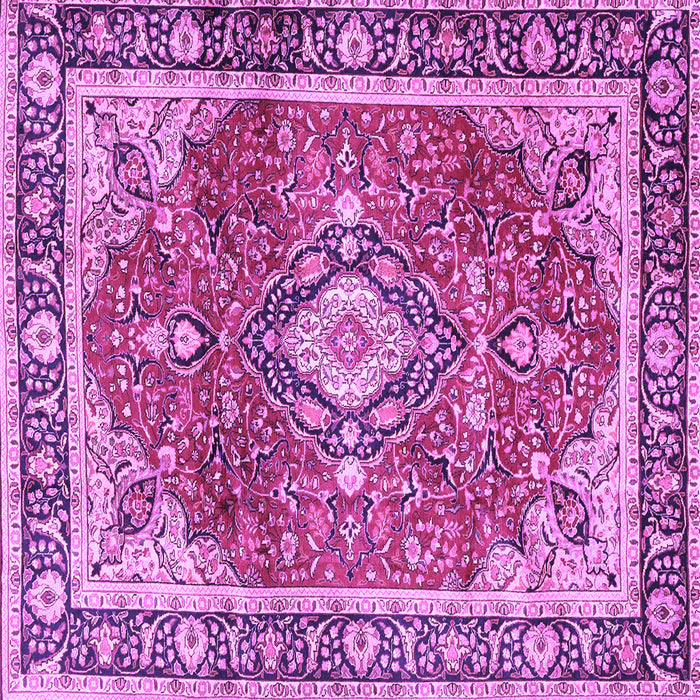 Square Machine Washable Medallion Purple Traditional Area Rugs, wshtr4498pur