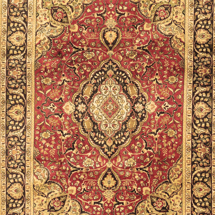 Machine Washable Medallion Brown Traditional Rug, wshtr4498brn
