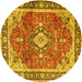 Round Medallion Yellow Traditional Rug, tr4498yw