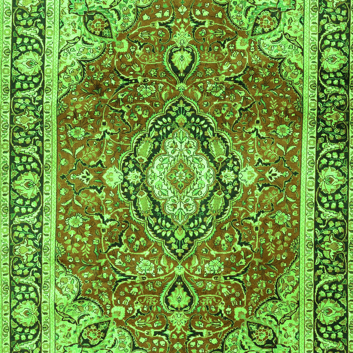 Serging Thickness of Machine Washable Medallion Green Traditional Area Rugs, wshtr4498grn