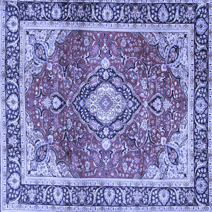 Square Machine Washable Medallion Blue Traditional Rug, wshtr4498blu