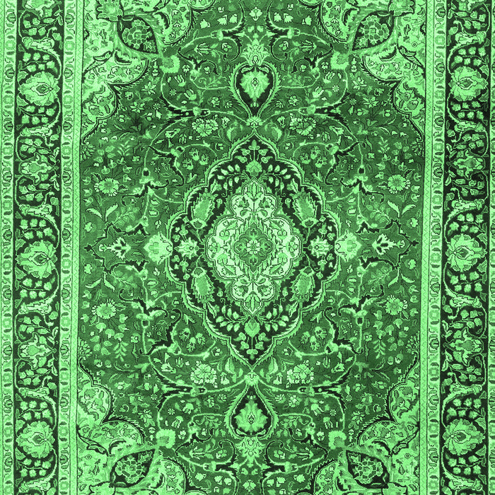 Machine Washable Medallion Emerald Green Traditional Area Rugs, wshtr4498emgrn