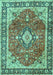 Machine Washable Medallion Turquoise Traditional Area Rugs, wshtr4498turq