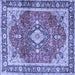 Square Medallion Blue Traditional Rug, tr4498blu