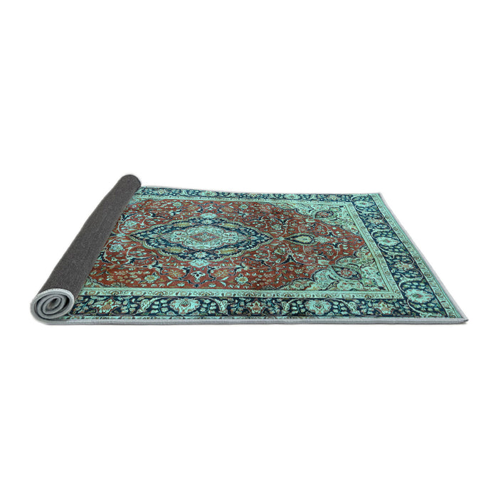 Sideview of Medallion Light Blue Traditional Rug, tr4498lblu