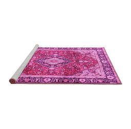 Sideview of Machine Washable Medallion Pink Traditional Rug, wshtr4498pnk