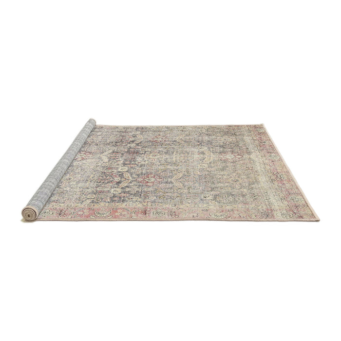 Sideview of Machine Washable Traditional Desert Sand Beige Rug, wshtr4499