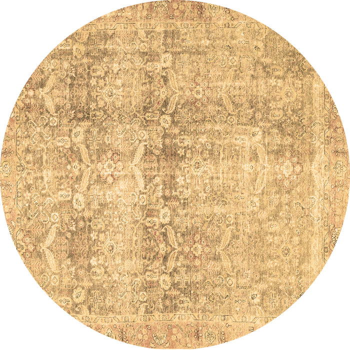 Round Persian Brown Traditional Rug, tr4499brn