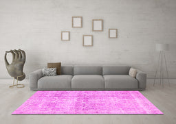 Machine Washable Persian Pink Traditional Rug in a Living Room, wshtr4499pnk