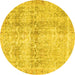 Round Persian Yellow Traditional Rug, tr4499yw