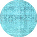 Round Persian Light Blue Traditional Rug, tr4499lblu