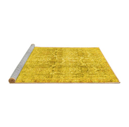 Sideview of Machine Washable Persian Yellow Traditional Rug, wshtr4499yw