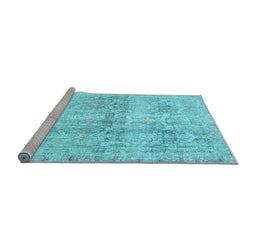 Sideview of Machine Washable Persian Light Blue Traditional Rug, wshtr4499lblu