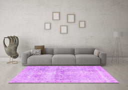 Machine Washable Persian Purple Traditional Area Rugs in a Living Room, wshtr4499pur