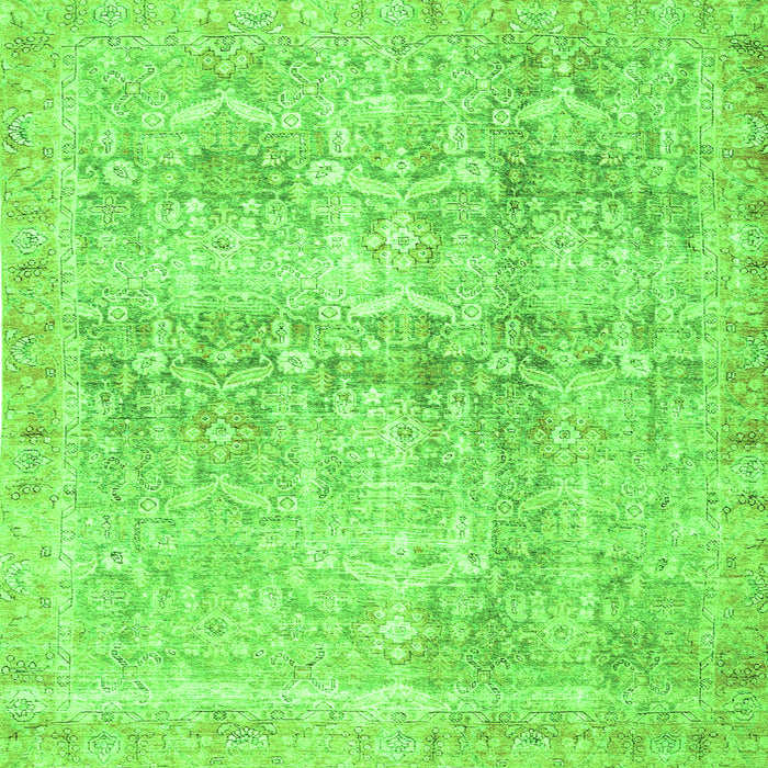 Round Machine Washable Persian Green Traditional Area Rugs, wshtr4499grn