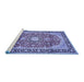 Sideview of Machine Washable Medallion Blue Traditional Rug, wshtr449blu