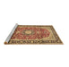 Sideview of Machine Washable Medallion Brown Traditional Rug, wshtr449brn