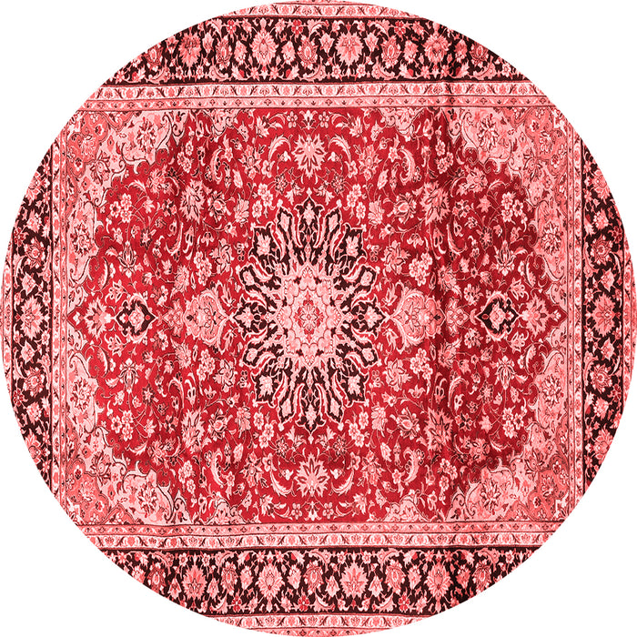 Machine Washable Medallion Red Traditional Rug, wshtr449red