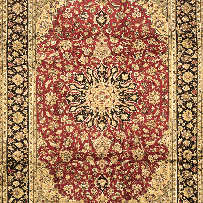 Machine Washable Medallion Brown Traditional Rug, wshtr449brn