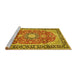 Sideview of Machine Washable Medallion Yellow Traditional Rug, wshtr449yw