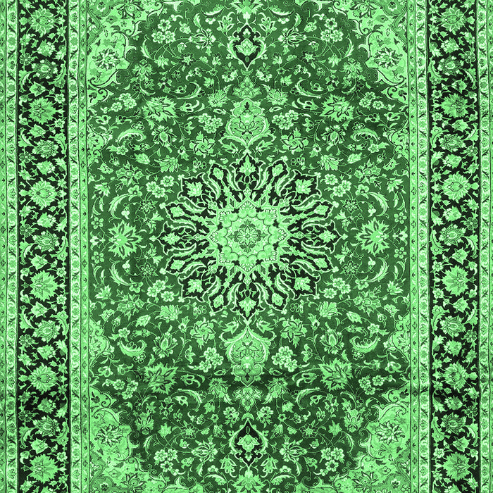 Machine Washable Medallion Emerald Green Traditional Area Rugs, wshtr449emgrn