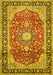 Machine Washable Medallion Yellow Traditional Rug, wshtr449yw